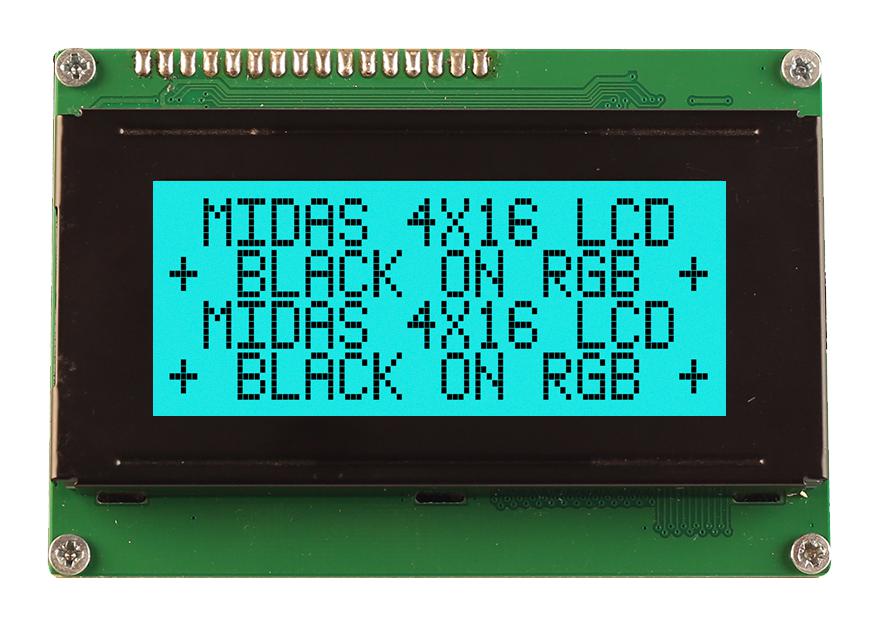 MD41605A6W-FPTLRGB LCD MODULE, 16 X 4, COB, 4.76MM, FSTN MIDAS