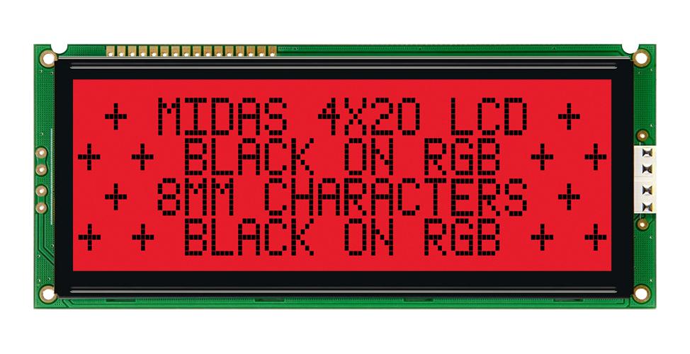 MD42008A6W-FPTLRGB LCD MODULE, 20 X 4, COB, 9.22MM, FSTN MIDAS