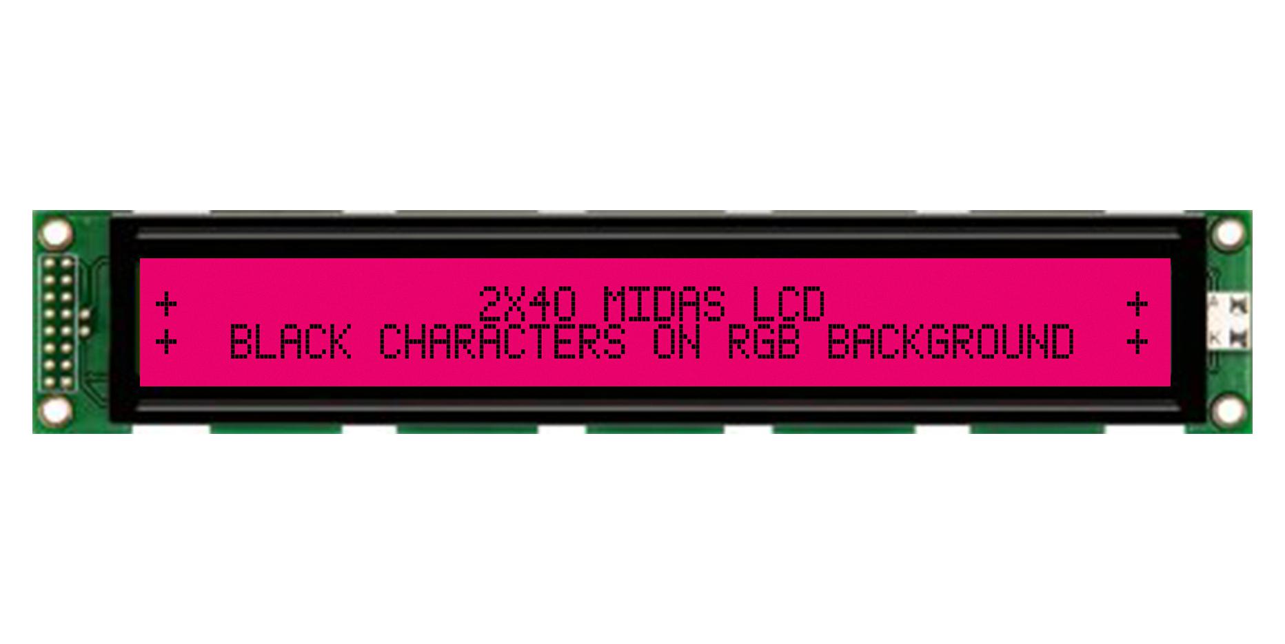 MD24005A6W-FPTLRGB LCD MODULE, 40 X 2, COB, 5.55MM, FSTN MIDAS