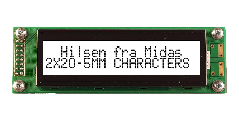 MC22005A6WM-FPTLW-V2 LCD MODULE, 20 X 2, COB, 3.2MM, FSTN MIDAS