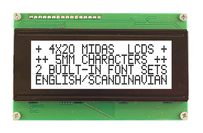 MC42005A6WM-FPTLW-V2 LCD MODULE, 20 X 4, COB, 4.75MM, FSTN MIDAS