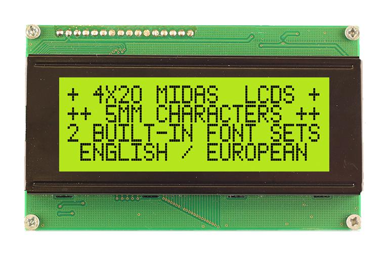 MC42005A6WK-SPTLY-V2 LCD MODULE, COB, STN, 20X4, PARALLEL MIDAS