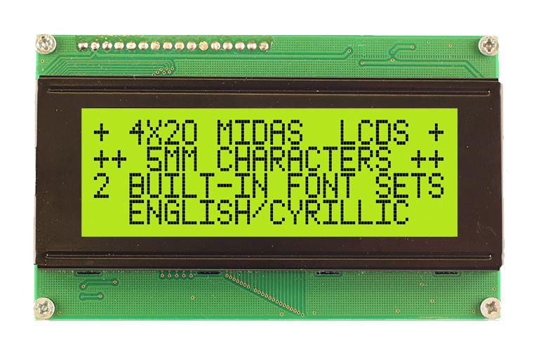 MC42005A6WR-SPTLY-V2 LCD MODULE, COB, STN, 20X4, PARALLEL MIDAS