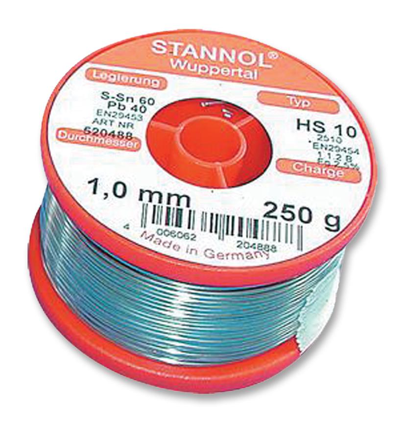 HS10 2510 1,2MM 250G STANNOL SOLDER WIRE, 60/40, 1.2MM, 250G STANNOL