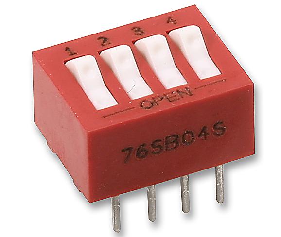 76SB04ST SWITCH, SPST, 4 POS, RAISED ROCKER GRAYHILL