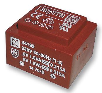 44204 TRANSFORMER, 3.2VA, 230V, 2 X 24V MYRRA
