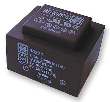 44273 TRANSFORMER, 10VA, 230V, 2 X 12V MYRRA