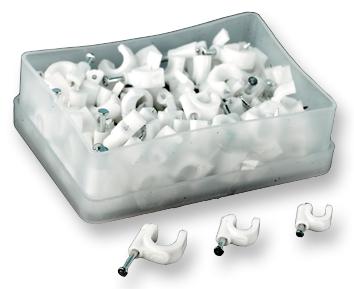 ROUND 3.5MM WHITE CABLE CLIP, POLYETHYLENE, 3.5MM, WHITE PRO POWER