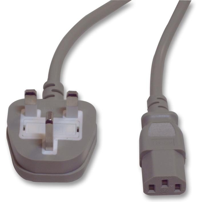 PE01070 LEAD UK PLUG TO IEC C13 SKT 10A GREY 2M PRO ELEC