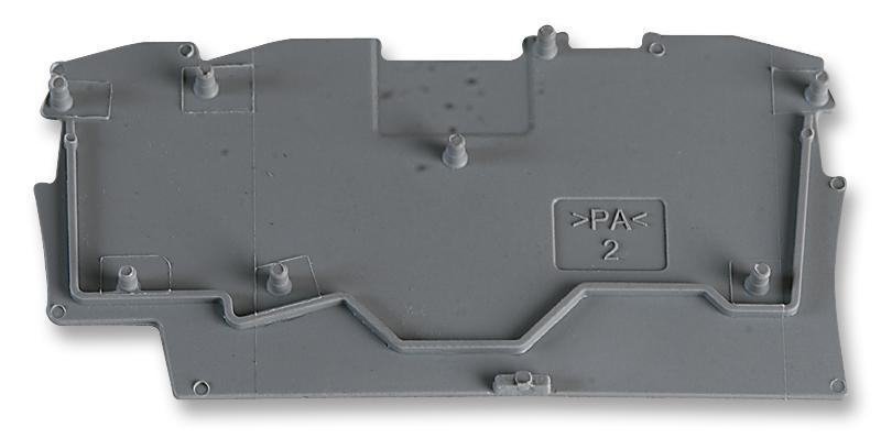 2002-1391 END PLATE, FOR 3 COND TB, GREY WAGO