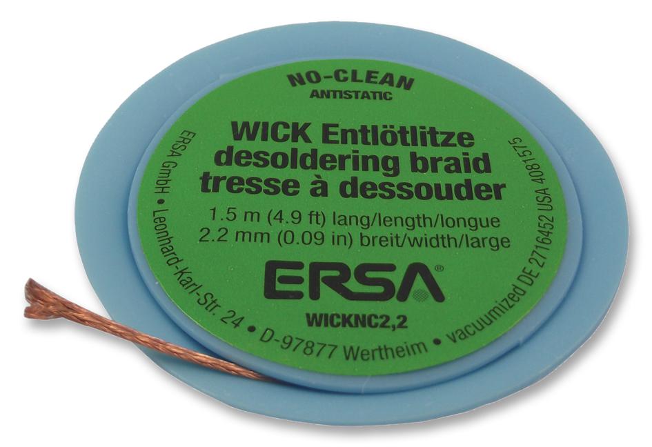 0WICKNC2.2/10 DESOLDERING BRAID, 2.2M, PK10 ERSA