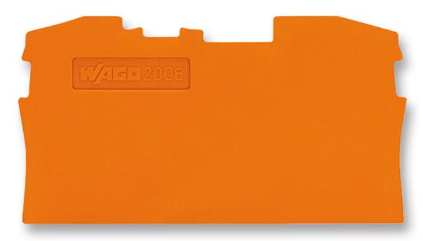 2006-1292 END PLATE, FOR 2 COND TB, ORANGE WAGO