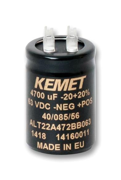 ALT22A472AB040 CAP, 4700µF, 40V, ALU ELEC, SOLDER KEMET