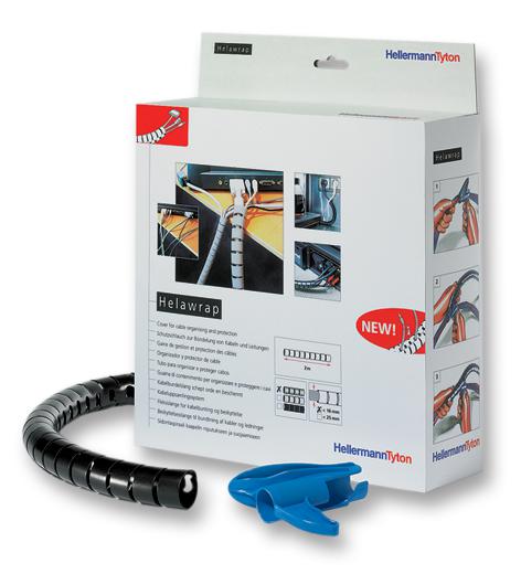 161-64204 SLEEVING, SPIRAL, 16MM, BLACK, 2M HELLERMANNTYTON