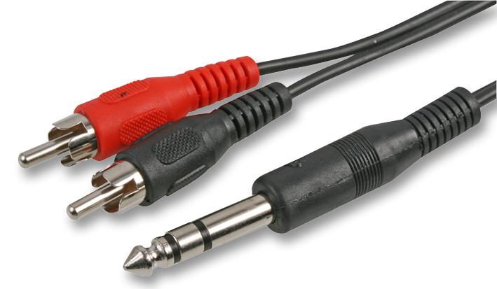 PSG03067 6.35MM STEREO TO 2 PHONO PLUGS- 0.15M PRO SIGNAL
