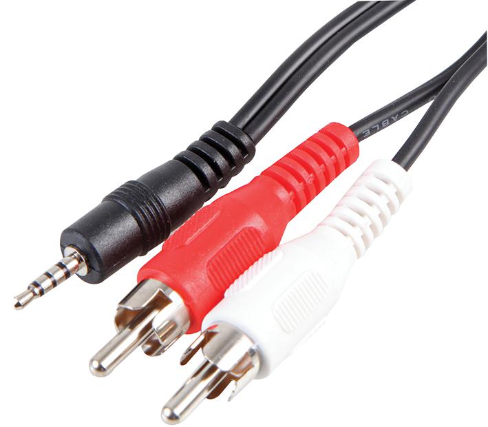 PSG00498 4P 2.5MM JACK TO 2X PHONO, 3M PRO SIGNAL