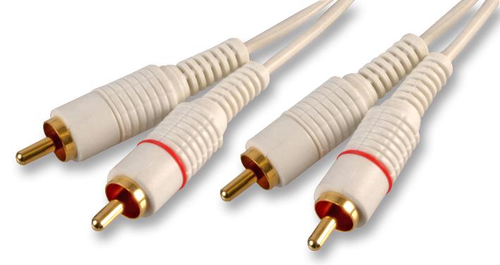 PSG02877 2X PHONO LEAD, WHITE, 3M PRO SIGNAL