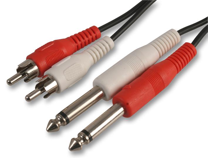 PSG03285 2X PHONO TO 2X 2P 6.35MM PLGS, 0.5M PRO SIGNAL
