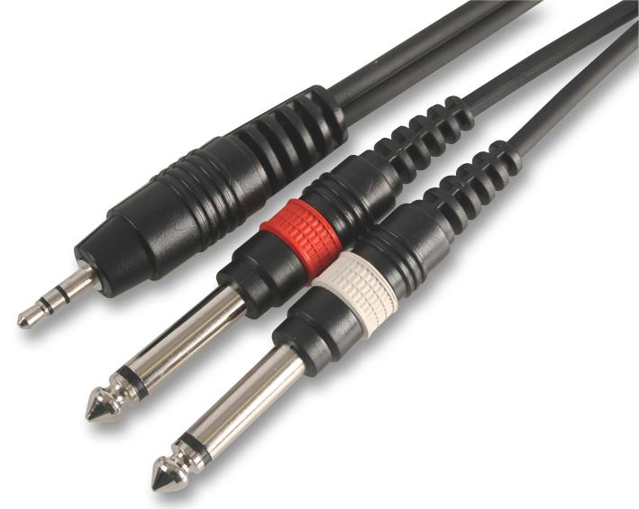 PLS00140 3.5MM TO 2X 6.35MM JACK PLGS, 1.2M PULSE