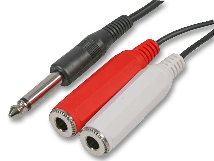 PSG03427 6.35MM MONO PLUG TO 2X SKTS, 0.5M PRO SIGNAL