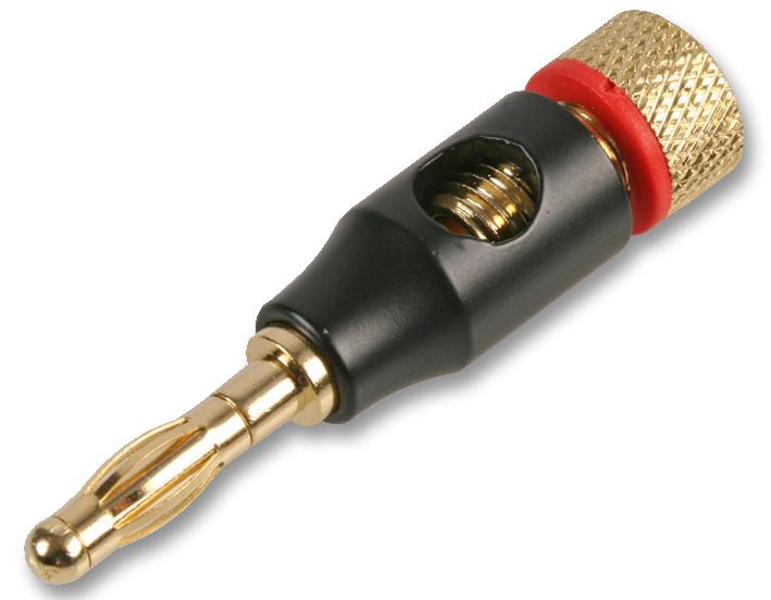 PSG03604 4MM PLUG, BLACK/GOLD, RED PRO SIGNAL
