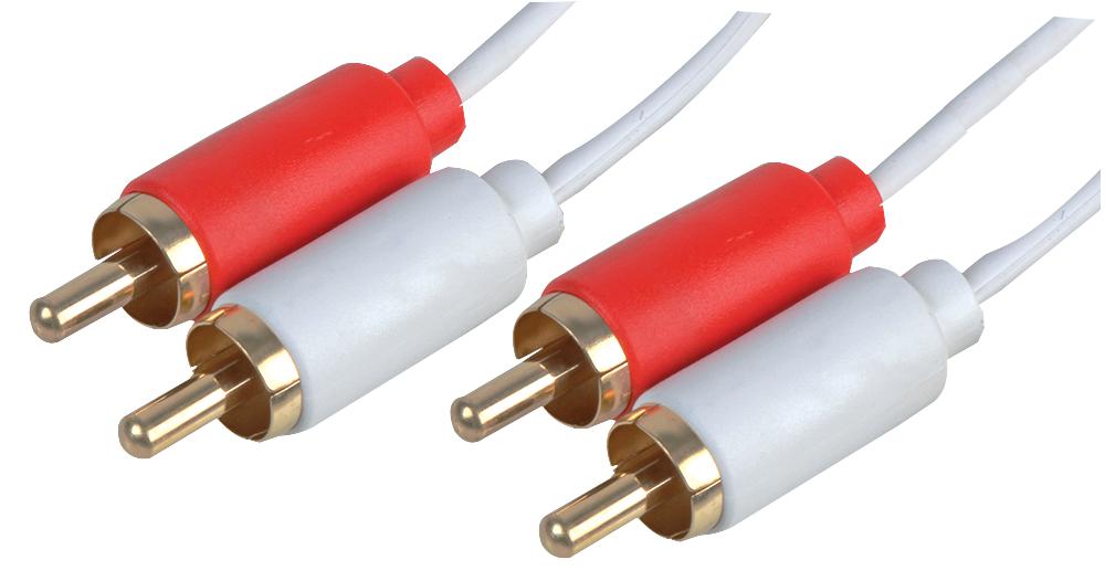 PSG3146-5M 2X PHONO PLUG TO PLUG LEAD 5M WHITE PRO SIGNAL