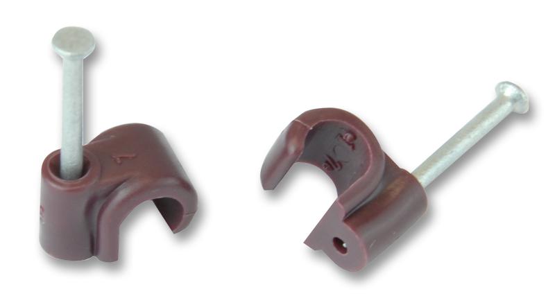 ZZV44169 CABLE CLIP ROUND BROWN 7.00MM 100/BOX UNIFIX
