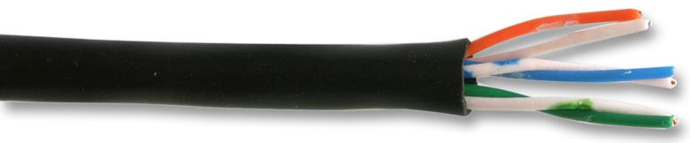 3PR BLK 100M UNSHLD MULTICORED CABLE, 6POS, BLK, 100M PRO POWER