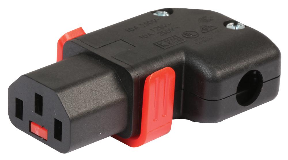PA130100RBK IEC LOCK+ C13 REWIRABLE CONNECTOR, L/R IEC LOCK