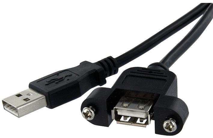 USBPNLAFAM3 COMP CABLE, 2.0 A PLUG-SKT, 1M, BLK STARTECH