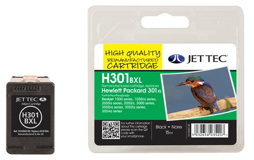 H301BXL INK CART, REMAN, HP 301XL, BLACK JET TEC