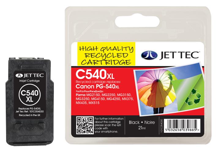 C540XL INK CART, REMAN, CANON PG-540XL BLACK XL JET TEC