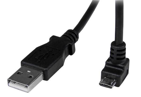 USBAUB2MD LEAD, USB A-DOWN ANGLE MICRO B, 2M BLACK STARTECH