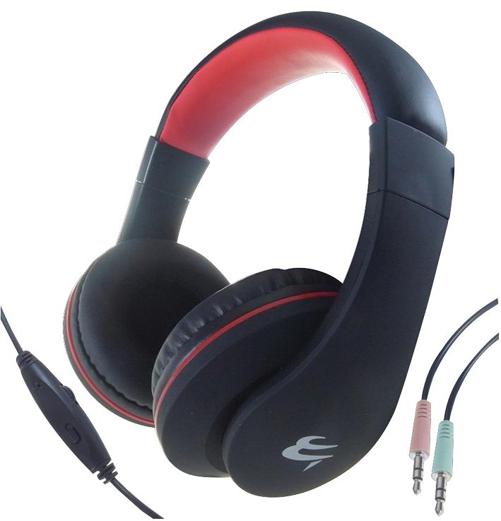 24-1530 HEADSET, PC MIC & VOL CONTROL BLK-RED COMPUTER GEAR