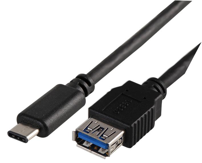 PSG91215 LEAD, USB3.1 A FEMALE-TYPE C, 1M BLACK PRO SIGNAL