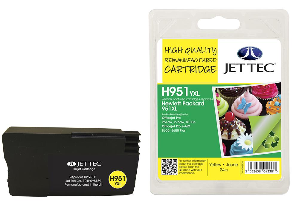 101H095139 INK CART, COMPATIBLE, HP951XL YELLOW JET TEC