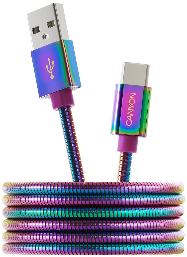 CNS-USBC7RW LEAD, USB2.0 A MALE-TYPE C, 1.2M RAINBOW CANYON