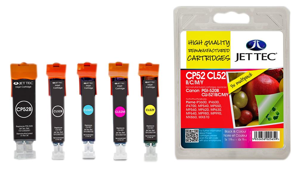 101C052126 INK CART, PGI-520 BLK/CLI-521 BCMY REMAN JET TEC