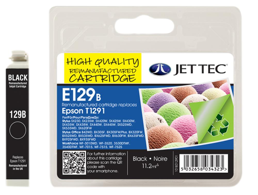 101E012901 INK CART, T1291 BLACK, REMANUFACTURED JET TEC