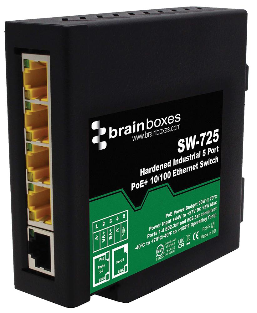 SW-725 ETHERNET SWITCH, 5 X RJ45, 10/100MBPS BRAINBOXES