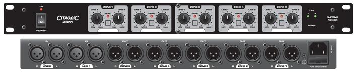 Z5M MIXER, ZONING, 2 INPUT/5 ZONE CITRONIC