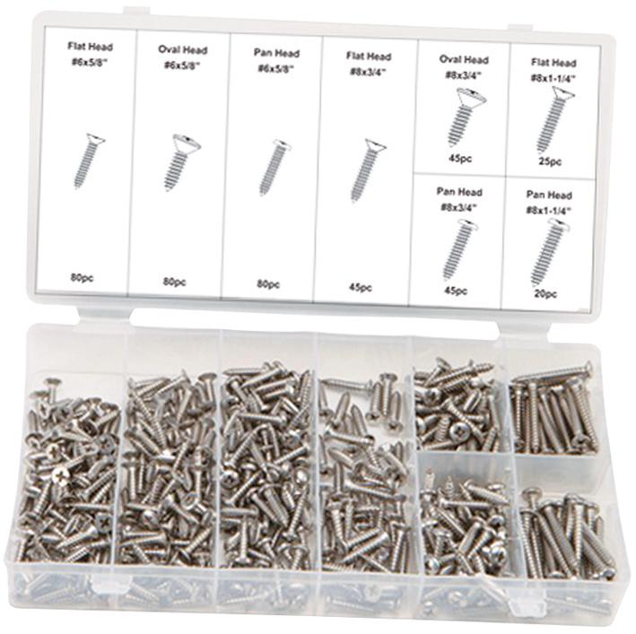 D01886 COUNTERSUNK SCREW ASSORTMENT, SS, 420PCS DURATOOL