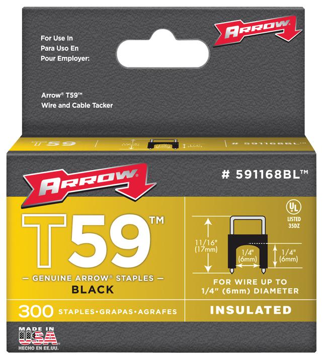 591168BL 6MM X 6MM BLACK INS STAPLES (300) ARROW FASTENER