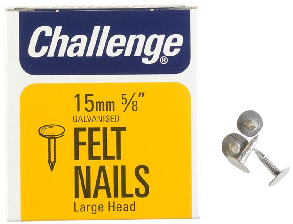 12026 FELT XL HEAD CLOUT NAILS 15MM (225G) CHALLENGE