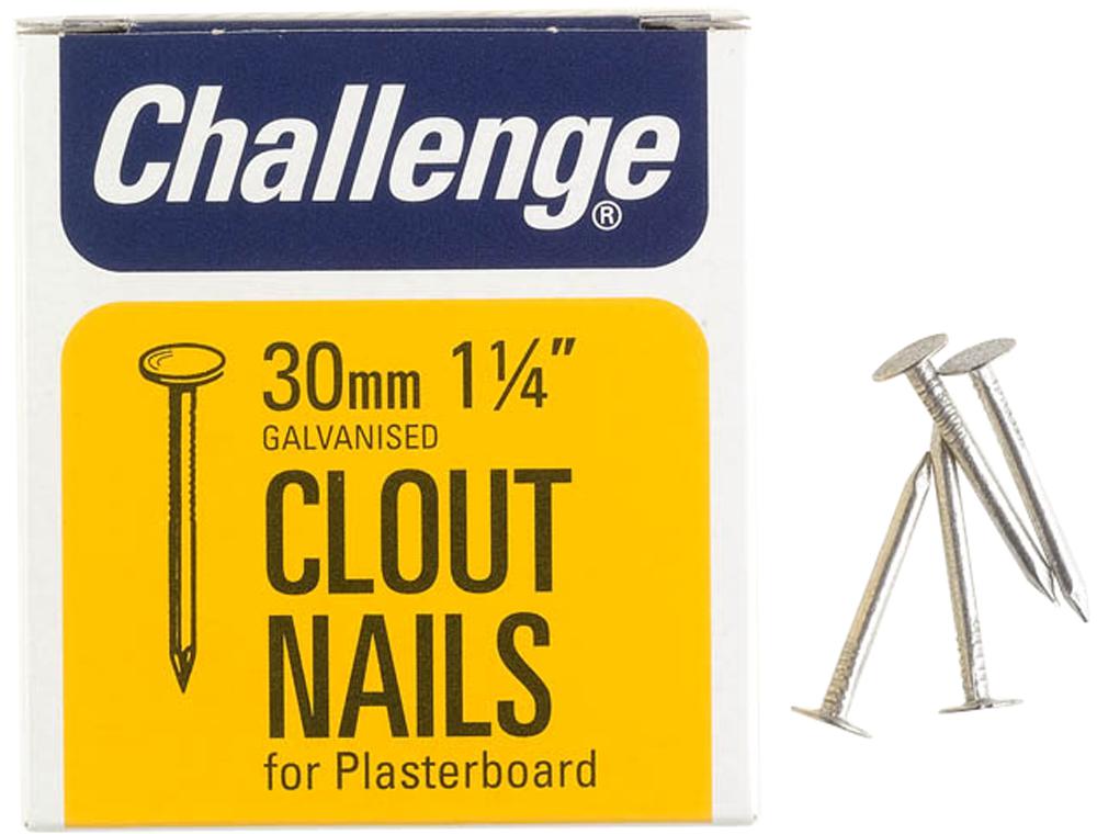 12030 CLOUT PLASTERBOARD NAILS 30MM (225G) CHALLENGE