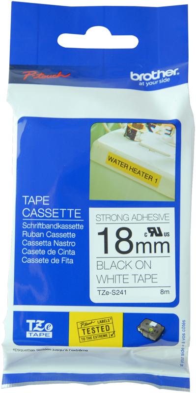 TZE-S241 TAPE, BLACK ON WHITE, 18MM BROTHER