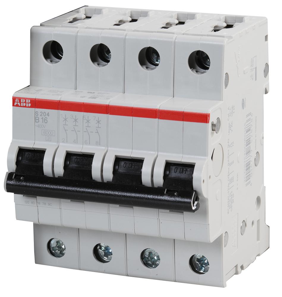 S204-B16 CIRCUIT BREAKER, THERMAL MAG, 4 POLE ABB