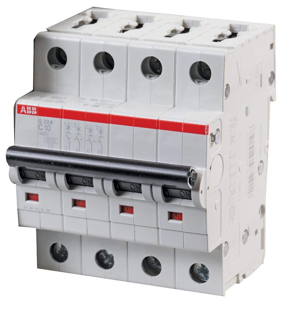 S204-C10 CIRCUIT BREAKER, THERMAL MAG, 4 POLE ABB