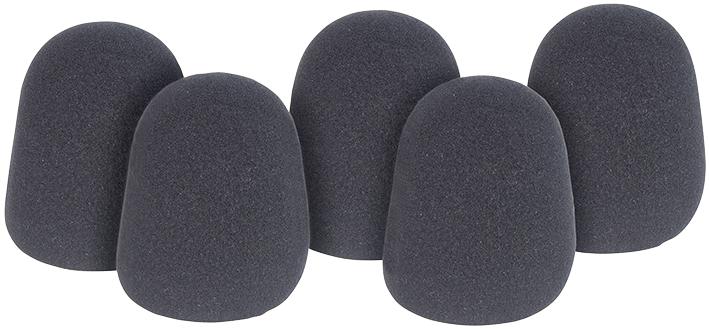 188.009UK MICROPHONE WINDSHIELDS, PK5, BLACK QTX SOUND