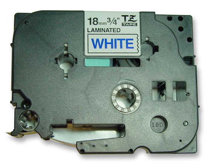 TZE243 18MM BLUE ON WHITE TAPE BROTHER